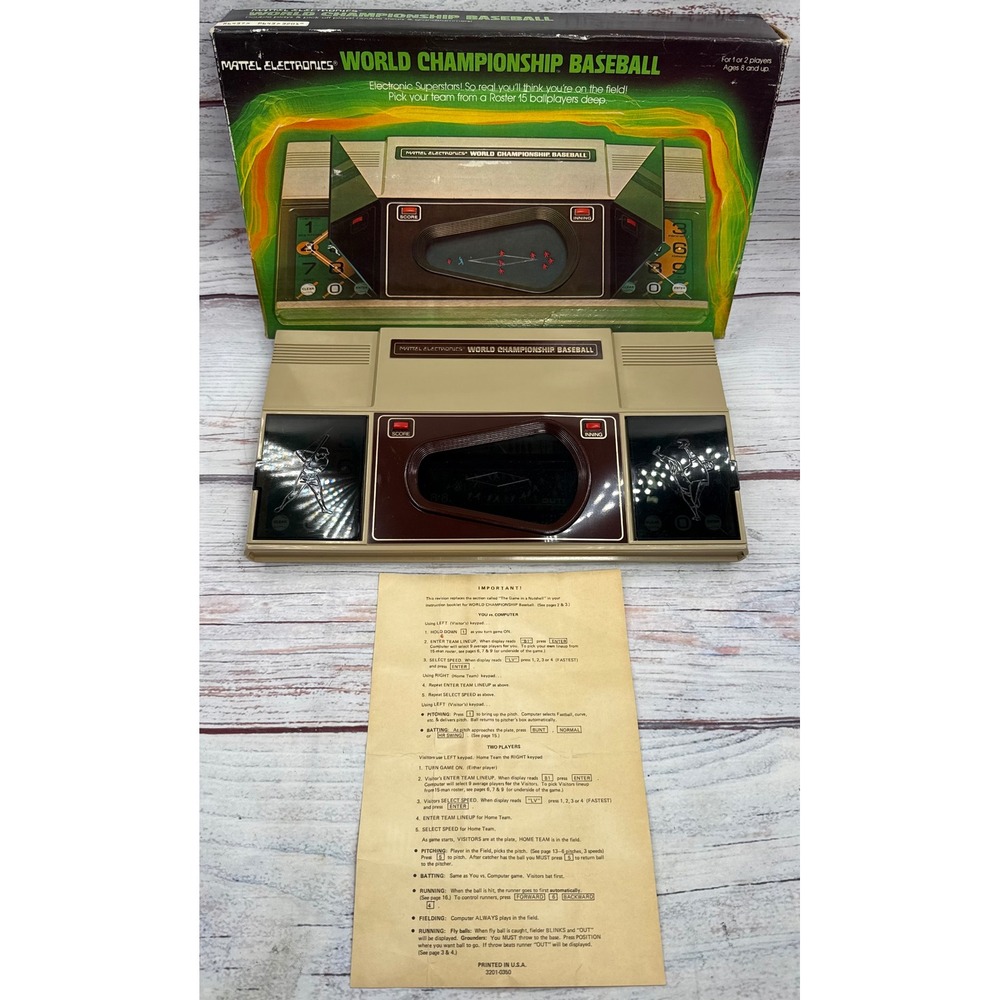 Vintage 1980 Mattel Electronics World Championship Baseball Handheld Game Boxed